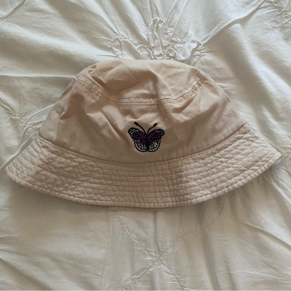 DONATED Purple Butterfly and Khaki Bucket Hat